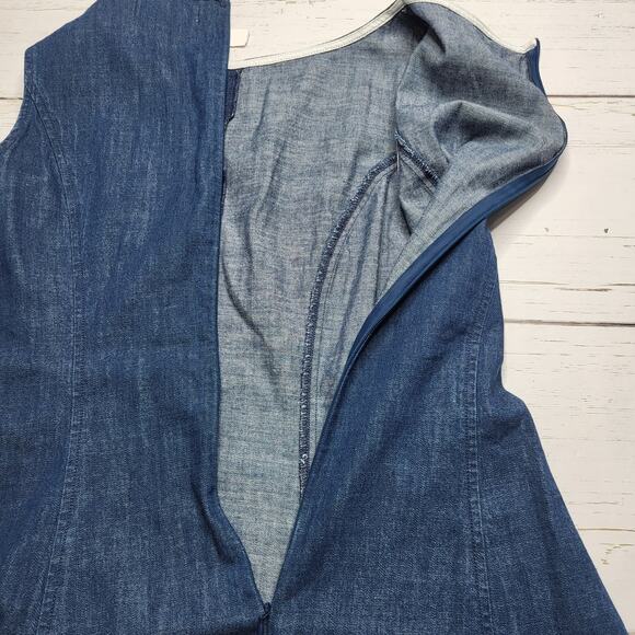 Madewell Denim Boatneck Mini Jean Dress Sleeveless Fit & Flare Cotton Small 6 - Picture 6 of 8